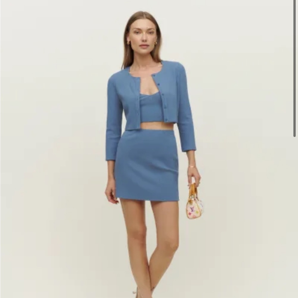 Reformation Blue Camille Knit Set Medium